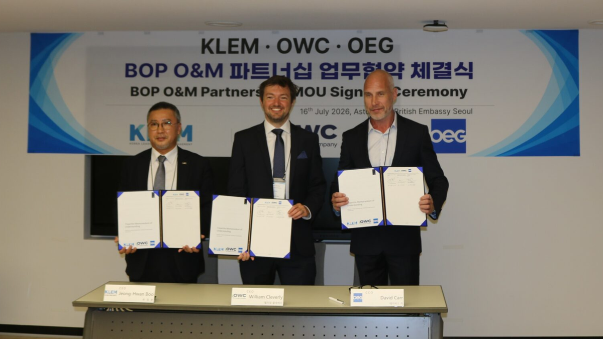 OWC, KLEM, and OEG Sign Tripartite MoU to Deliver Integrated Balance of Plant, O&M Services for South Korean Offshore Wind