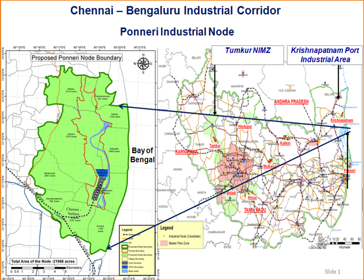 Chennai Bengaluru Industrial Corridor Rooute Map