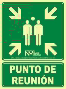 señal pvc 21x30 cm luminiscente  punto de reunion