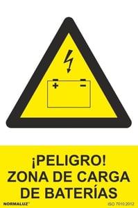 señal peligro zona de carga bateria pvc 0,7mm 210x300mm