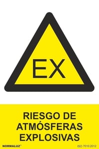 señal peligro atmosferas explosivas pvc 0,7mm 210x300mm