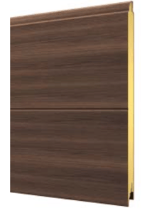 ml panel secc 500 liso un canal imitación madera oscura ext, gofrado blanco int