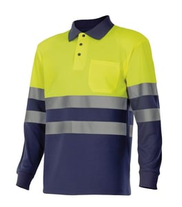305507.polo bicolor ml av azul marino/amarillo flúor xl