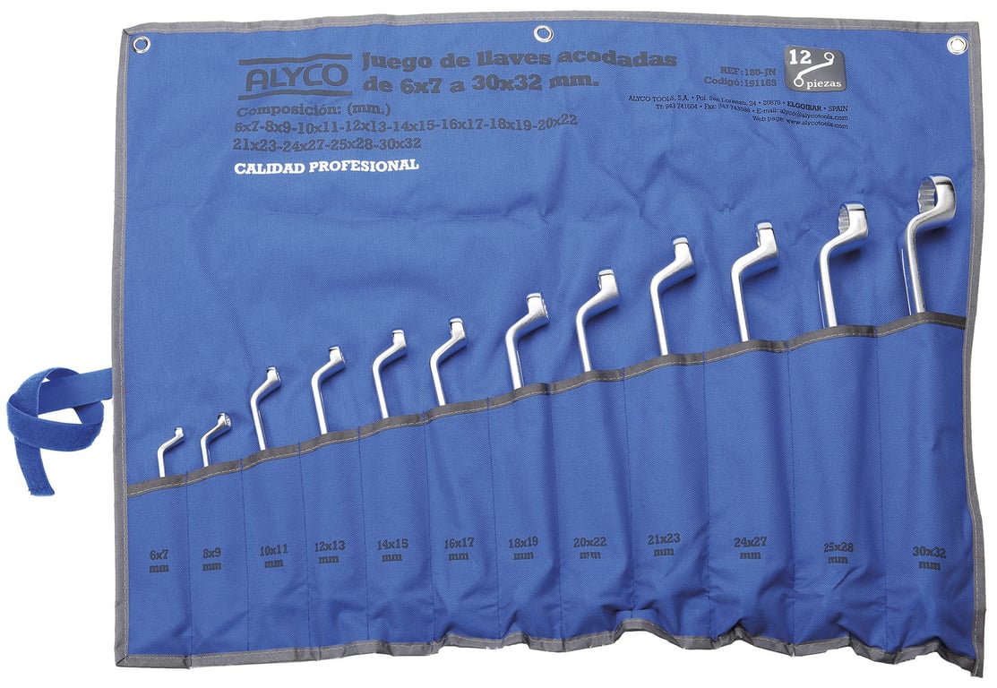 JUEGO 12 LLAVE ACODADA 6X7-30X32 B/NYLON