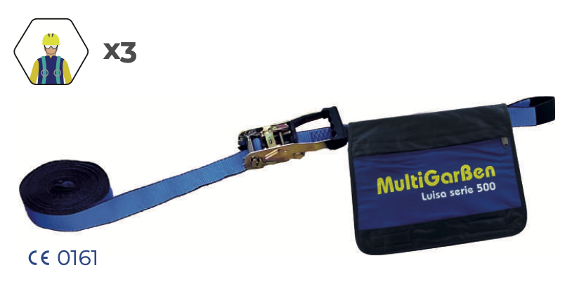 linea de vida horizontal 20m para 3 operarios con bolsa