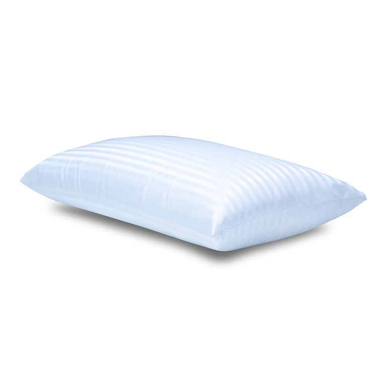almohada fibra de doble funda, firmeza media.