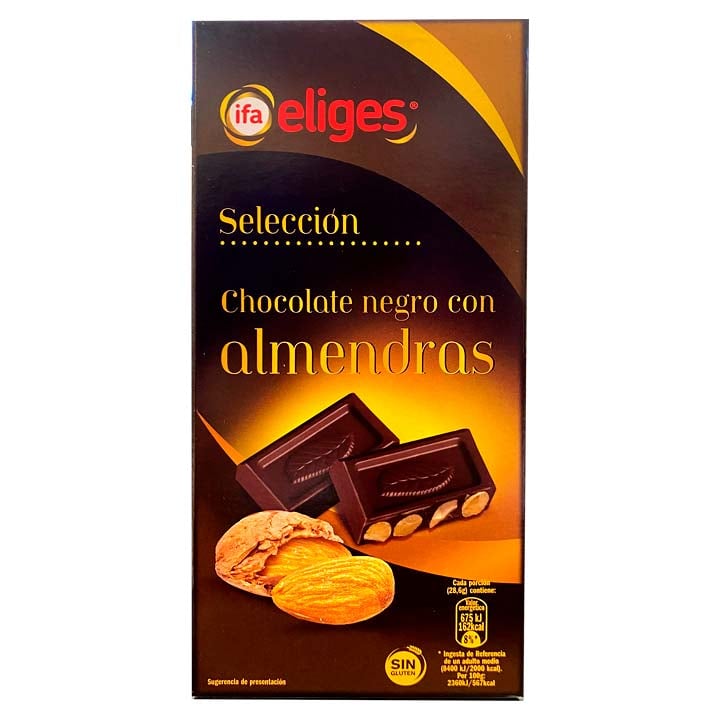 chocolate negro con almendras ifa e. 200grs.