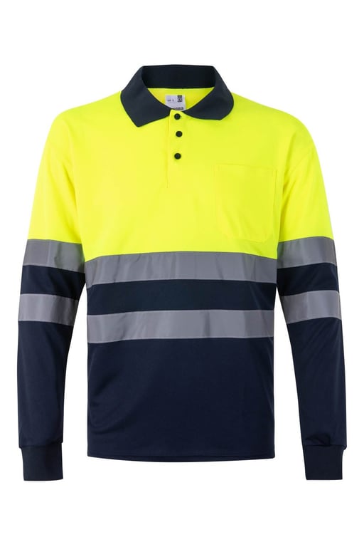 305507.POLO BICOLOR ML AV AZUL MARINO/AMARILLO FLÚOR XL