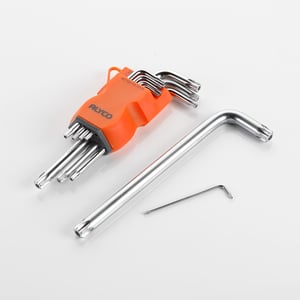 juego 9 llaves torx inviolables, soporte de plastico alyco orange