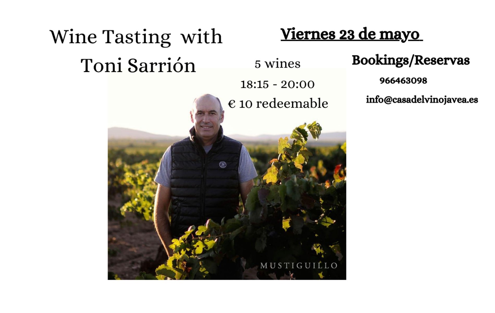 cata de vinos con toni sarrión: hacienda solano & mustiguillo