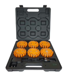 maletin  6 balizas intermitentes + cargador - naranja  