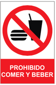 señal prohibido comer y beber pvc 0,7mm 210x300mm