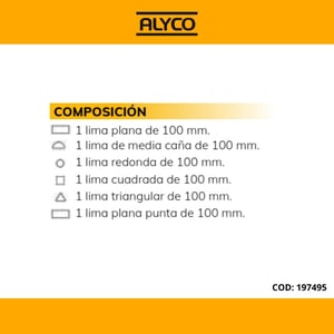 juego de 6 limas de 100 mm c/plastico