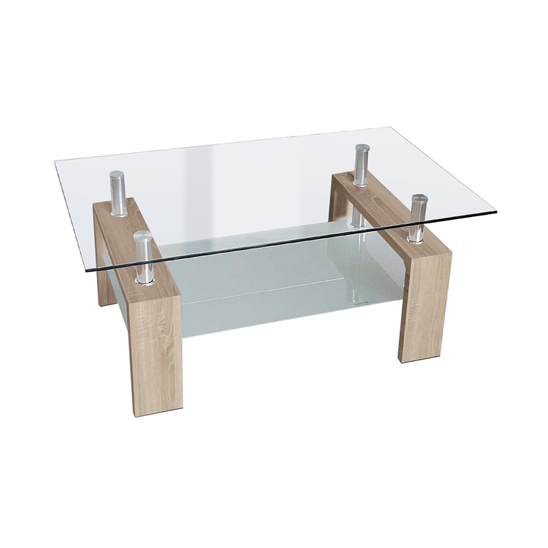 mesa de centro con tapa de cristal.(kit)