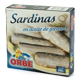 sardinas en aceite orbe 266 grs.