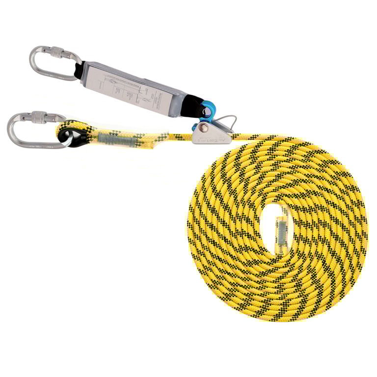 línea de vida 10 m, absorbedor+altochut aluminio+mosquetones