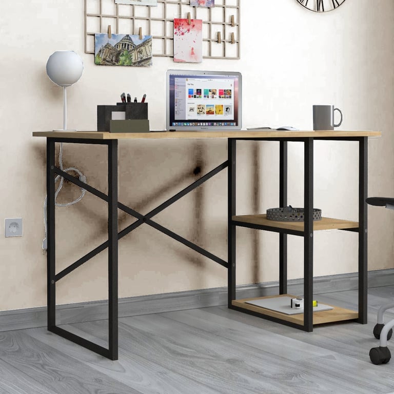 mesa escritorio metálica con estantes 120 cm (kit).