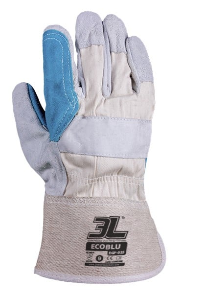 guante ecoblu talla 9 - egp-035 - guante de piel serraje - natural/azul - piel serraje
