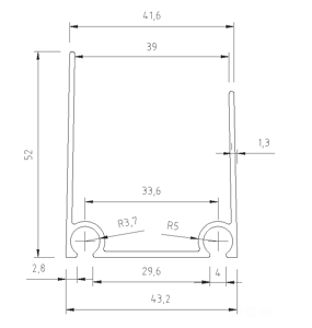 ml perfil superior de puerta seccional 7016