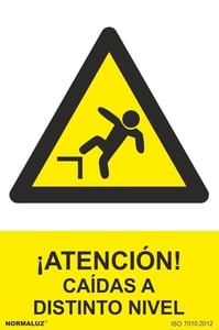 señal peligro caidas a distinto nivel pvc 0,7mm 210x300mm