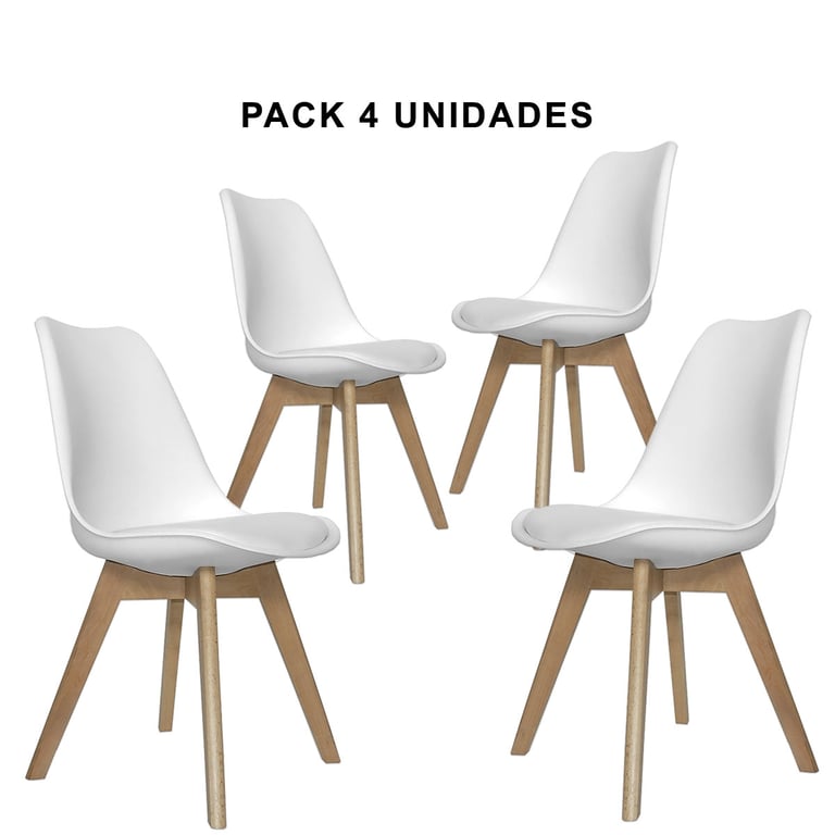 pack de 4 sillas con pata madera (kit).