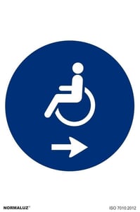 señal uso minusvalidos flecha derecha pvc 0,7mm 300x400mm