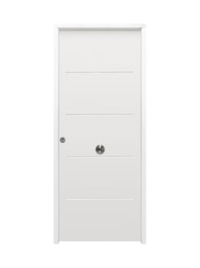 puerta entrada vivienda saga100 1105 blanca derechas 90x210 inox con pomo sin taladro con cortavientos