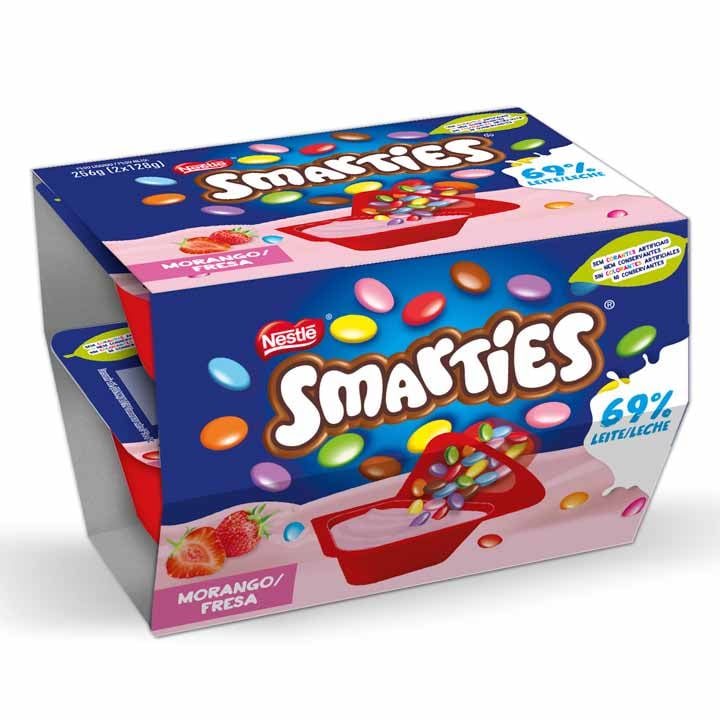 yogur fresa smarties 2x128grs