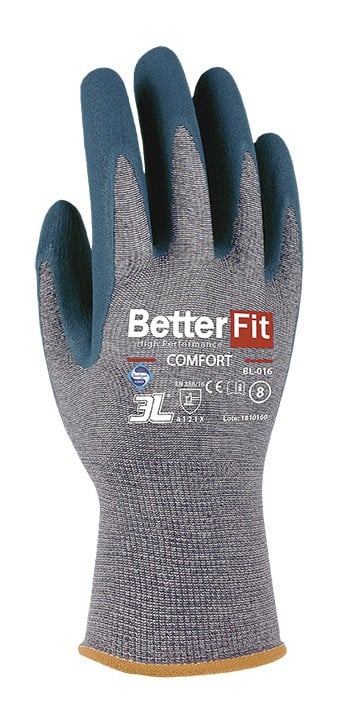guante betterfit comfort talla 9 - bl-016 - guantes de trabajo betterfit comfort mayor control y precisión en tus manos - verde / gris - nylon, nitrilo foam