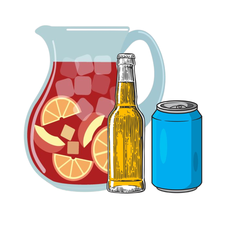 sangría, cerveza y refrescos