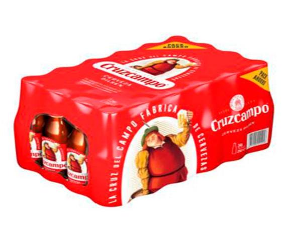 cerveza cruzcampo botellin bandeja 24x25cl