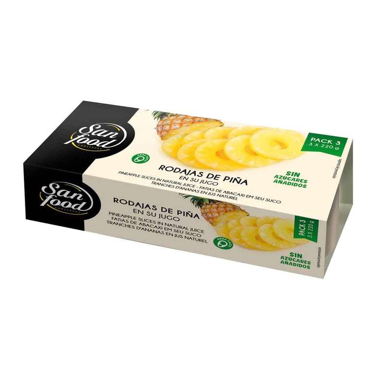 piña en su jugo rodajas san food pack 3x225gr.