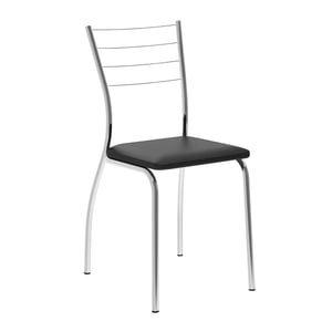 silla cromada con asiento tapizado.