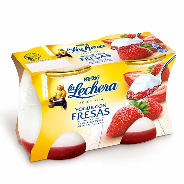 yogur con fresas la lechera 2x125grs
