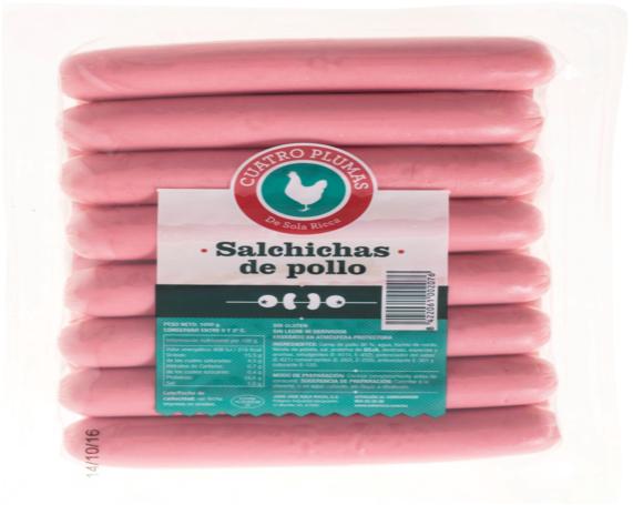salchicha pollo 4 plumas 1 kg. 