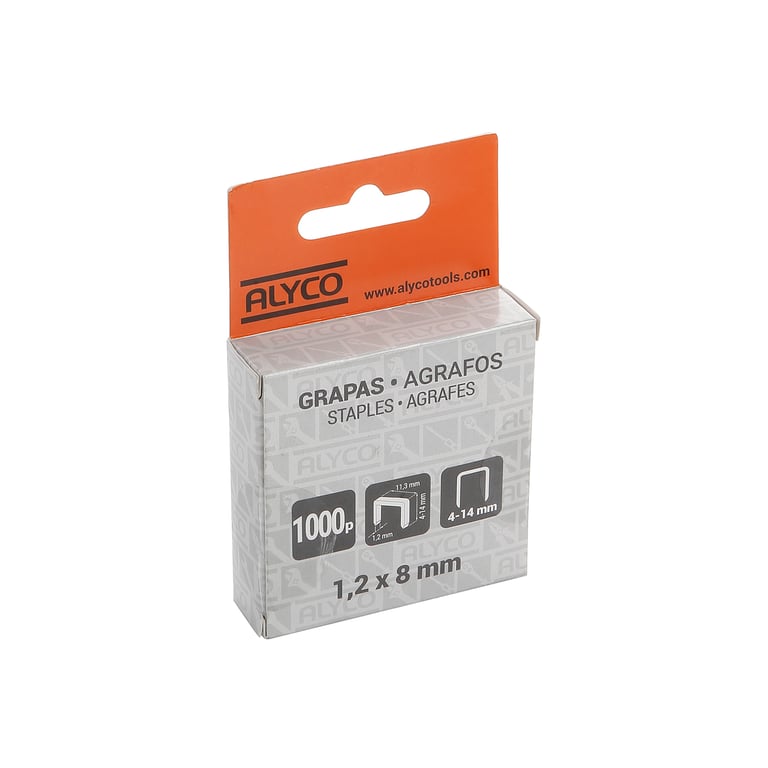 CAJA 1000 GRAPAS TIPO U 1,2x11x3x8MM ALYCO ORANGE