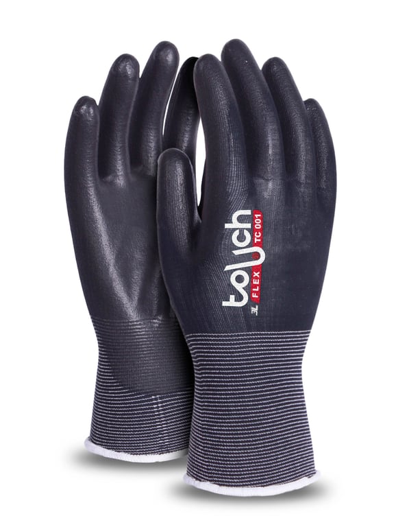 ***guante touchflex talla 9 - tc-001 - guante de nylon de galga 21 recubierto de poliuretano - negro - nylon / poliuretano