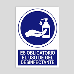 cartel pvc uso obligatorio gel desinfectante  210x290mm