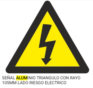 señal aluminio triangulo con rayo 105mm lado