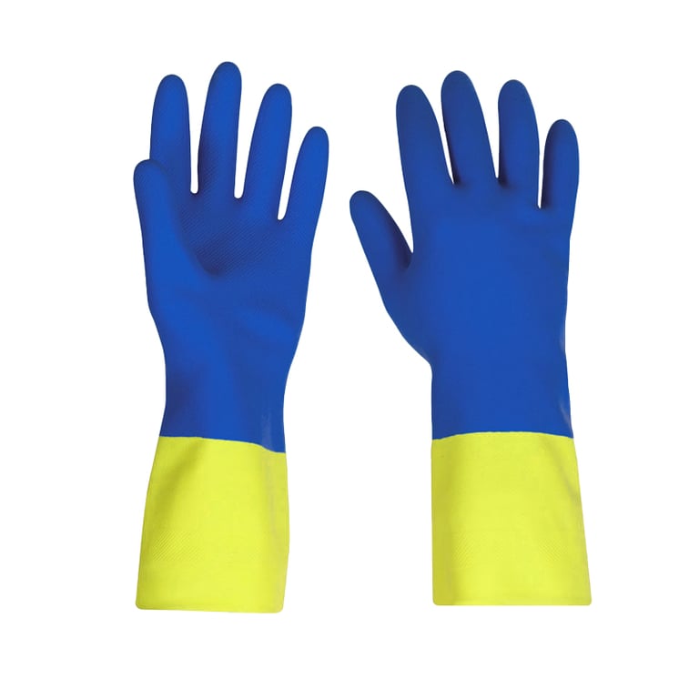 BICOLOR REFORZADO, guante látex menage amarillo-azul