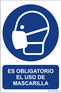 señal obligatorio uso de mascarilla pvc 0,7mm 210x300mm