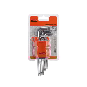 juego 9 llaves torx inviolables, soporte de plastico alyco orange
