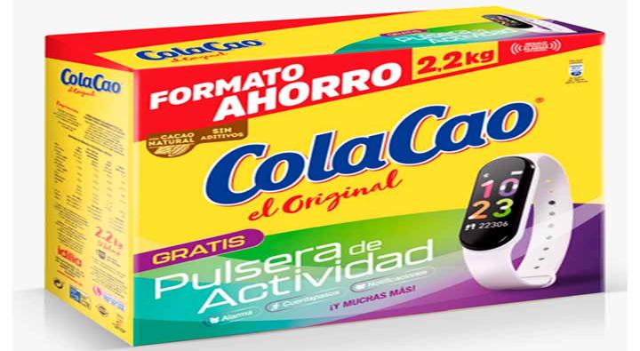 cola cao estuche 2,2 kgs. + regalo pulsera  actividad