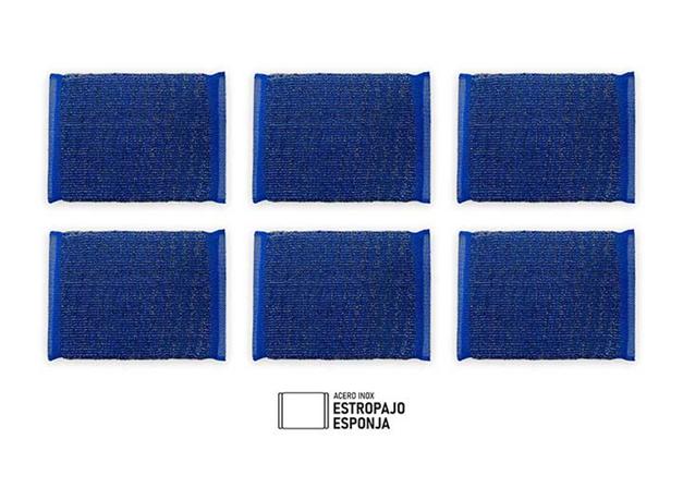 estropajo esponja-acero azul inox set 6 unids