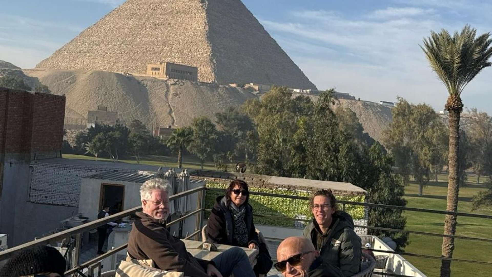 garden pyramid view in in Cairo, Egypt