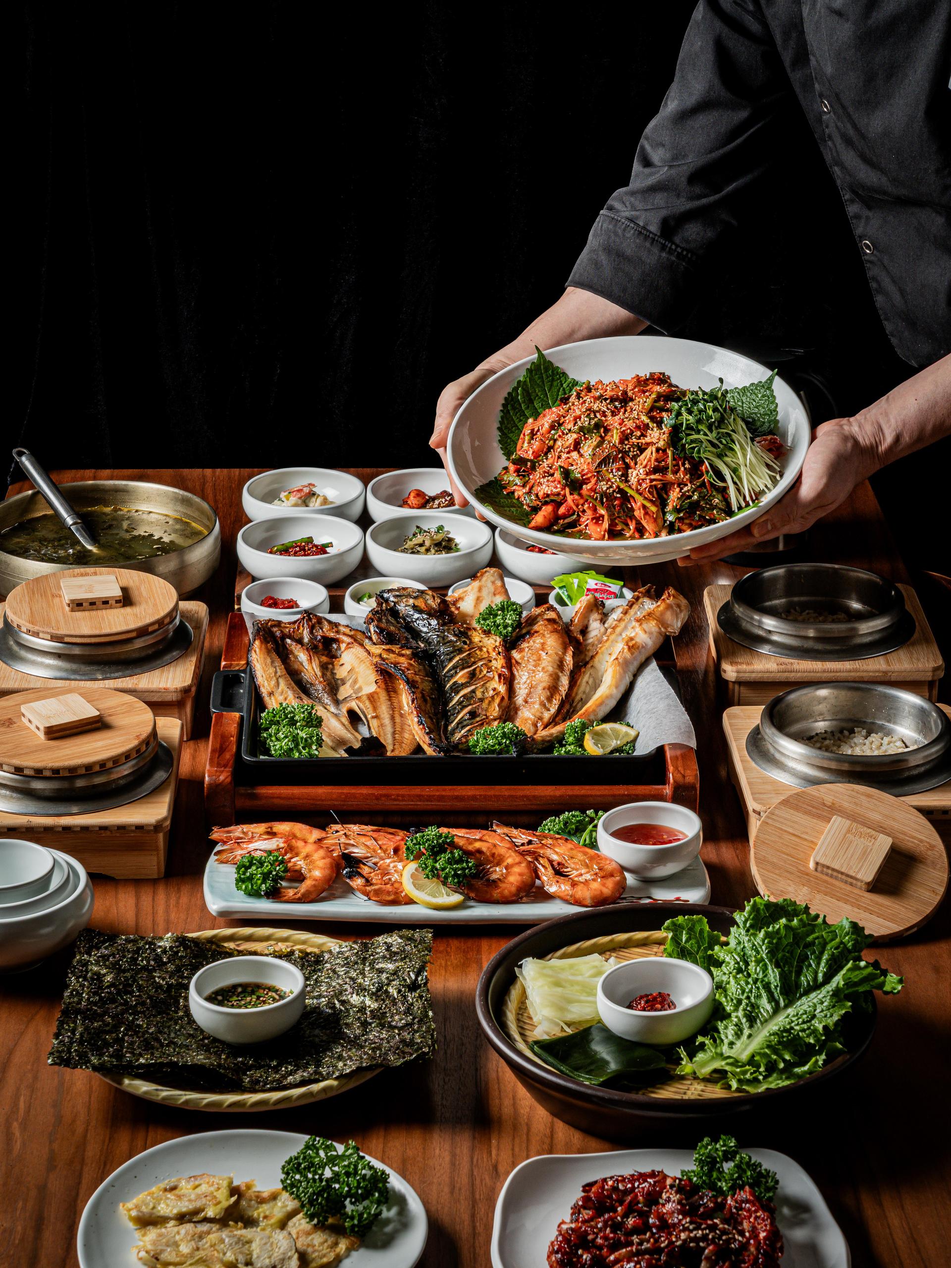 일산 한정식 메뉴촬영, 생선구이·해산물 한상 키오스크컷