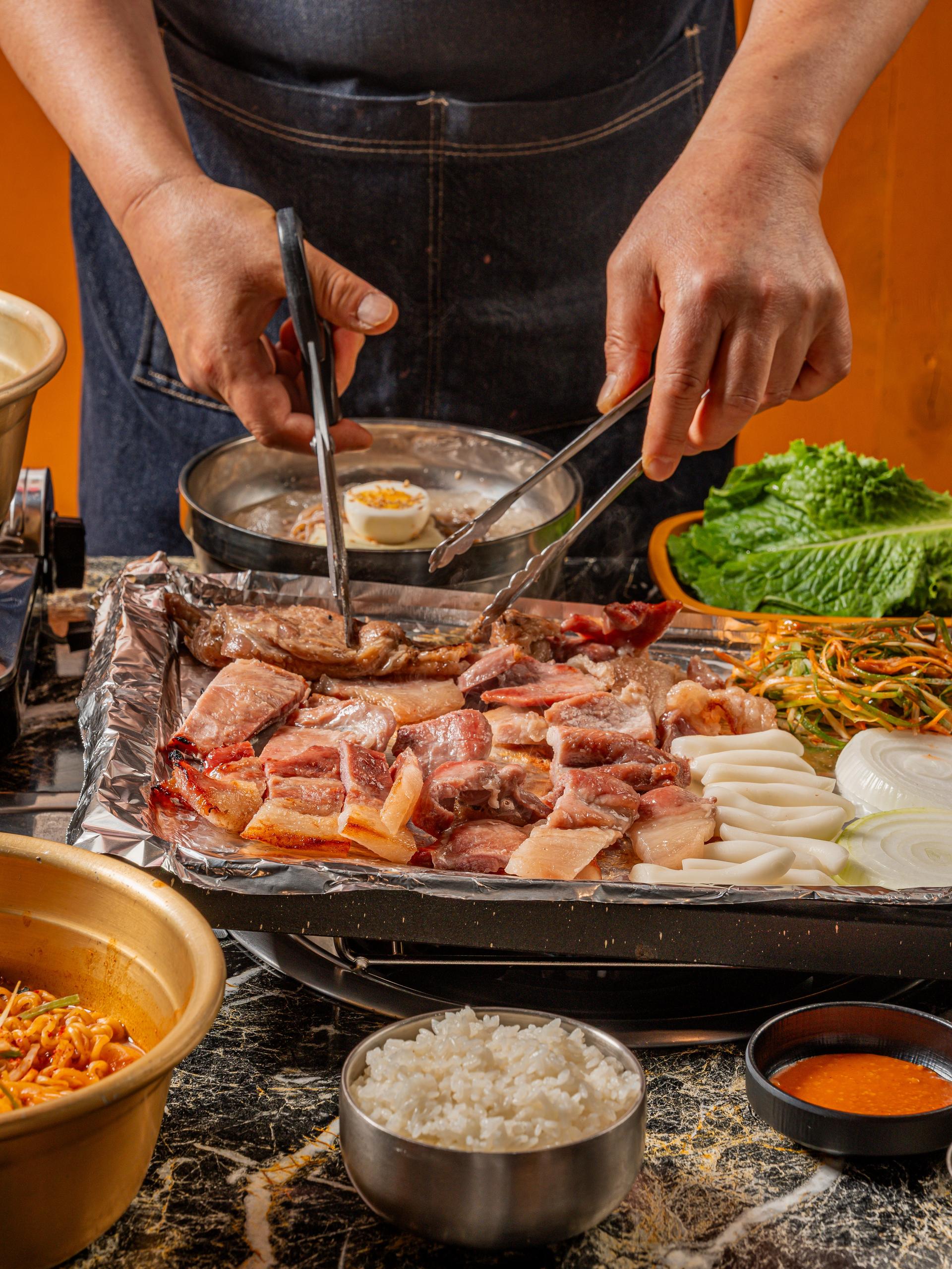 대전 중구 불고기 플레이스 사진촬영, 숯불 직화 불꽃 임팩트컷