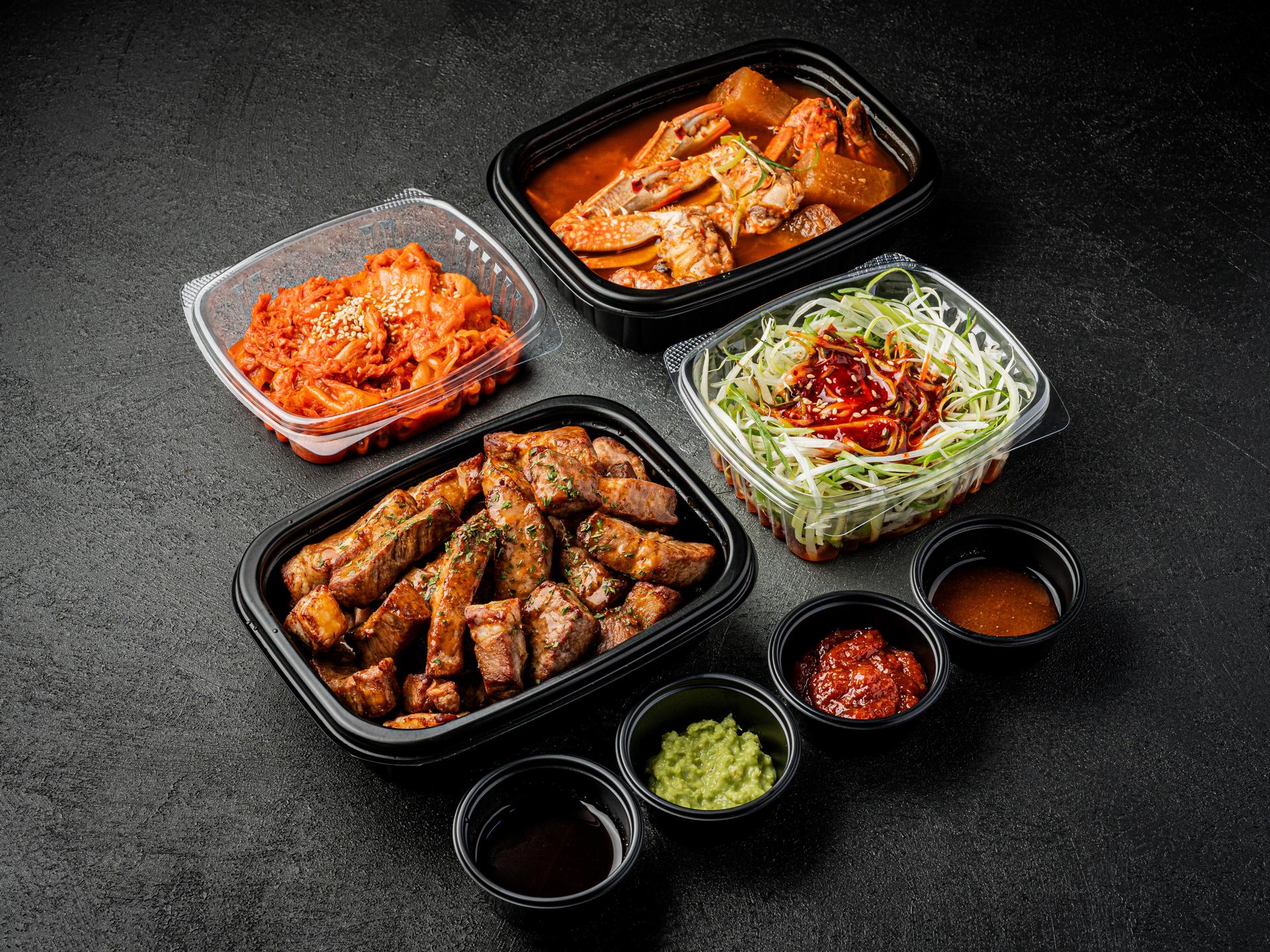 부평 배달 고기집 배달음식사진 - 포장 컷 (한상 차림 컷)