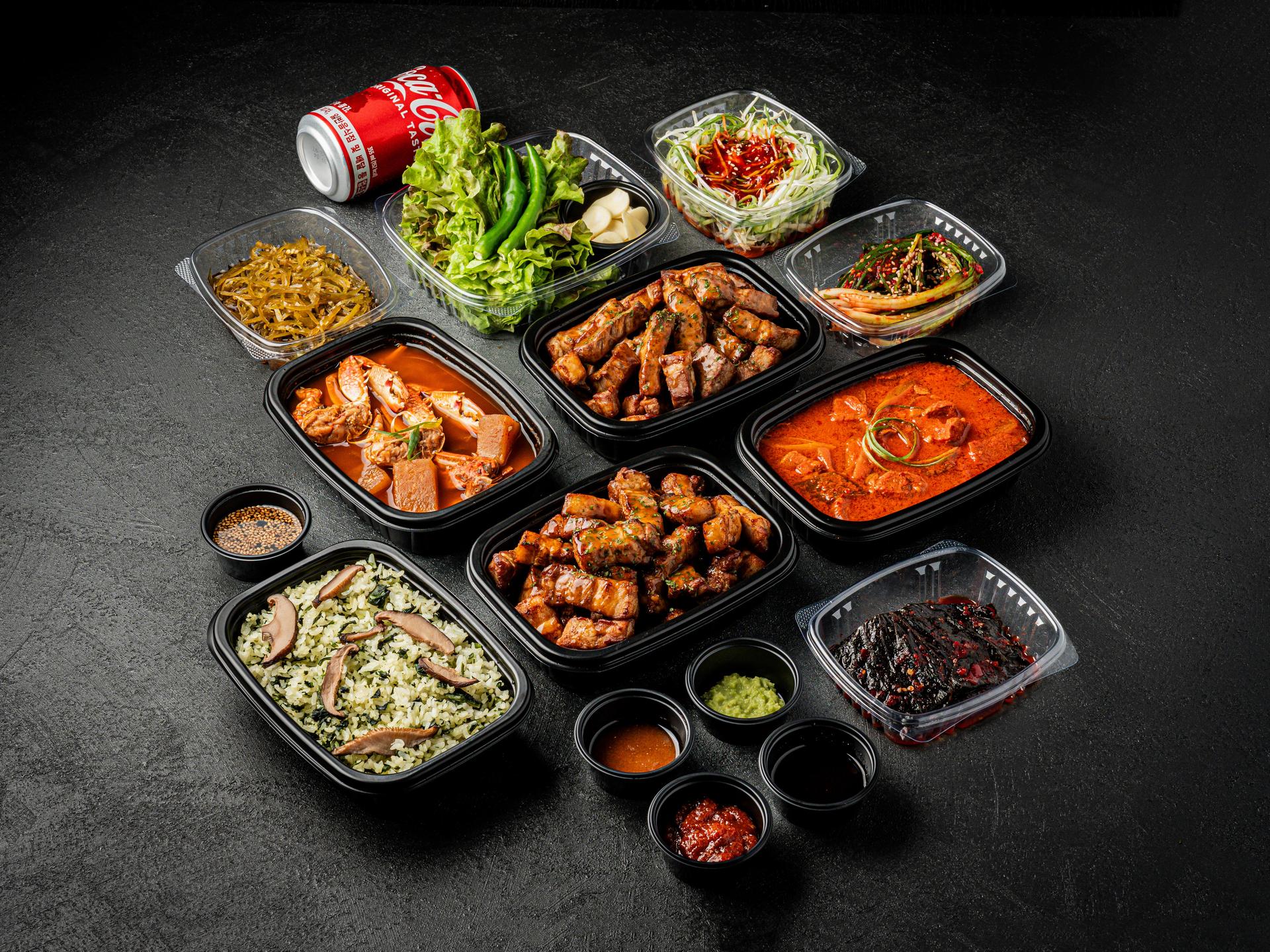 부평 배달 고기집 배달음식사진 - 사이드 메뉴 컷 (한상 차림 컷)