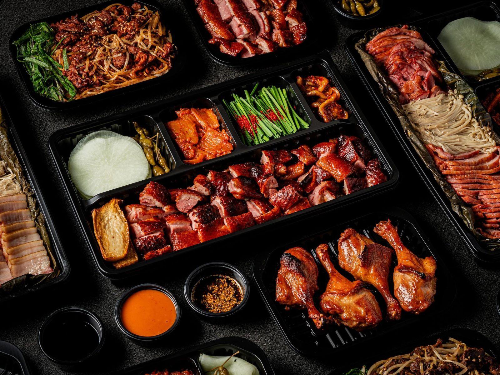 오리 샵인샵 브랜드 배달음식사진 - 탑뷰 컷